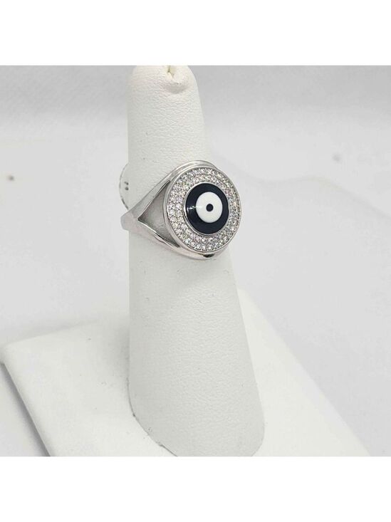 Jewelry - Evil Eye Sterling Silver Ring – Black Enamel Protection Charm for Men & Women